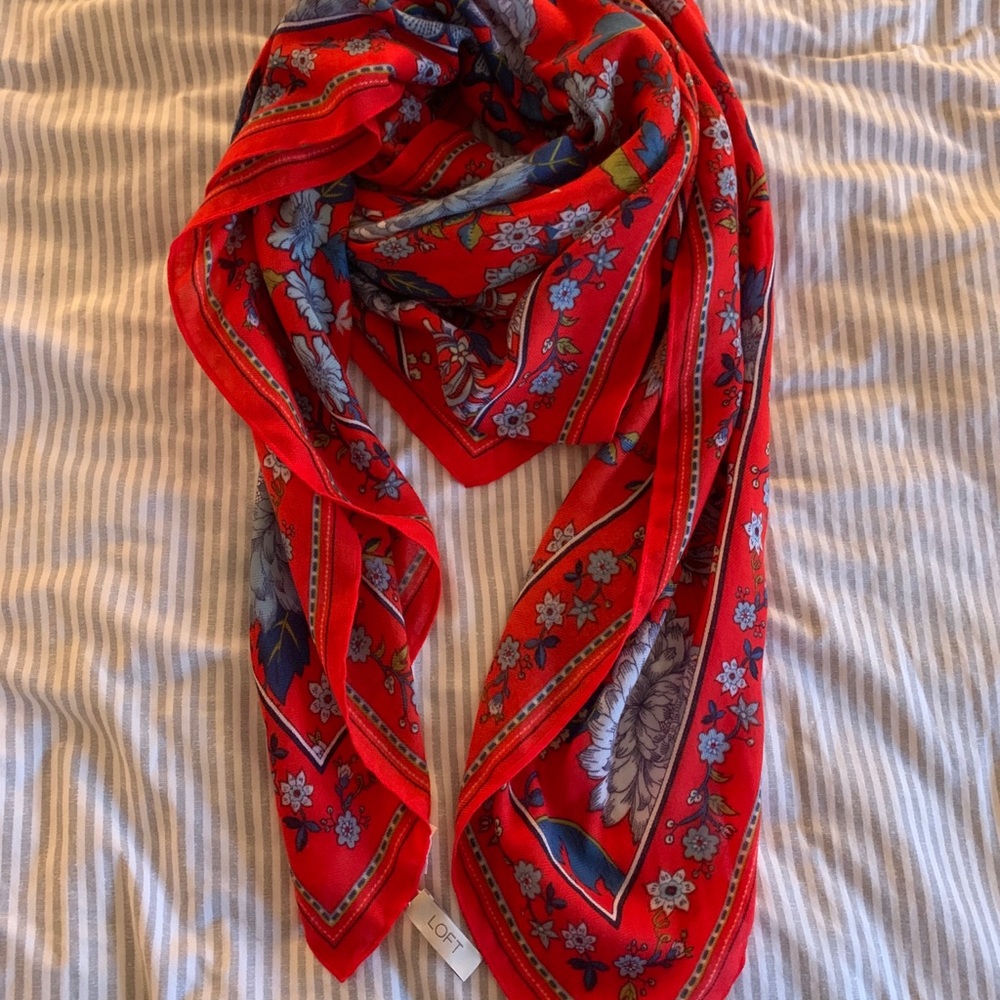 Red floral Loft scarf